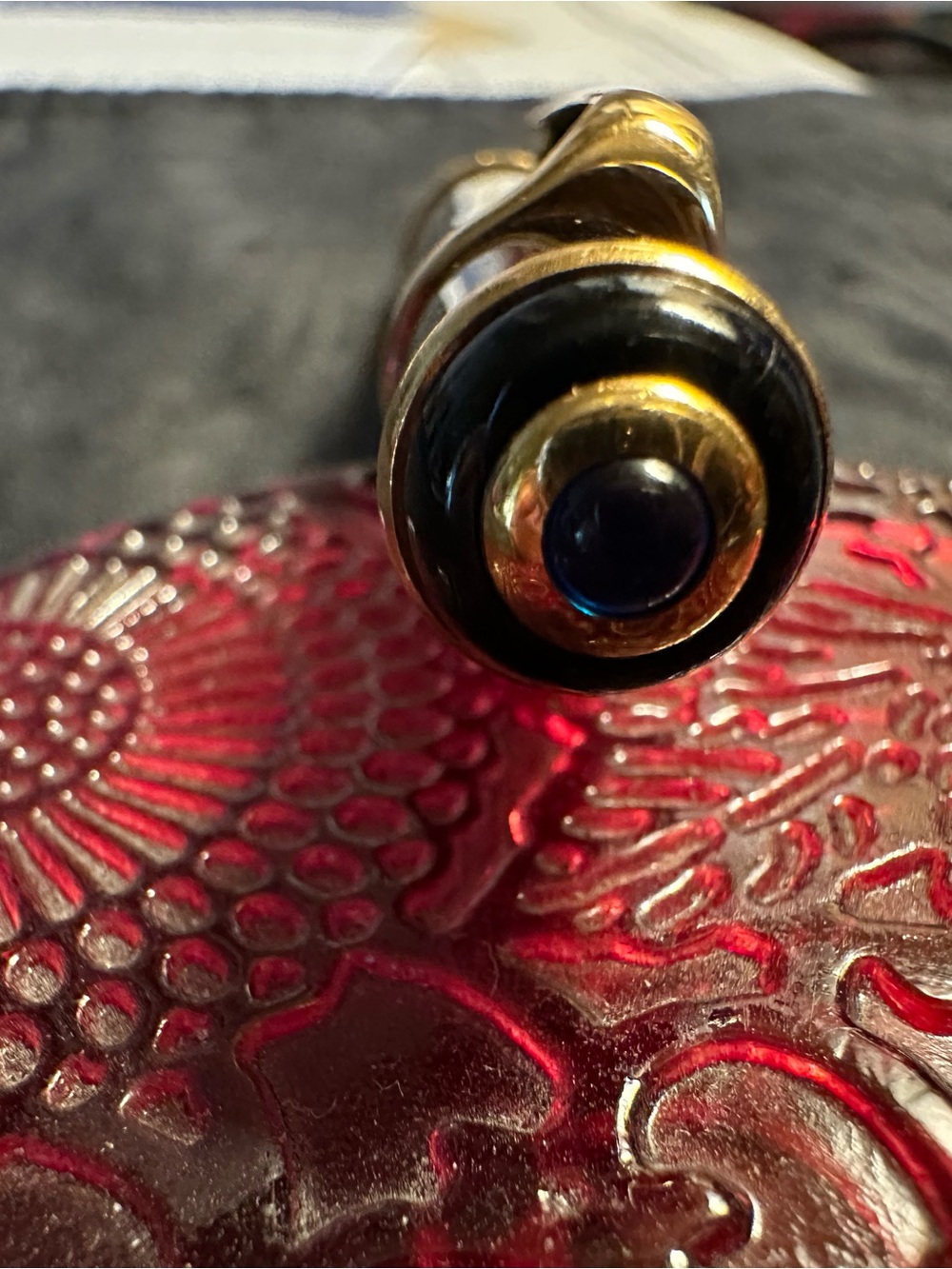 Cartier Black and Gold Pen with Red Glass Dish Accent - Picture 2 of 2